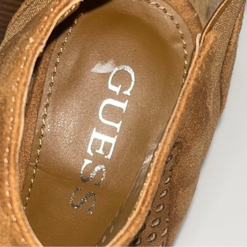 Guess Olysa Perforated Upper Taupe Block Heel Ope… - image 7